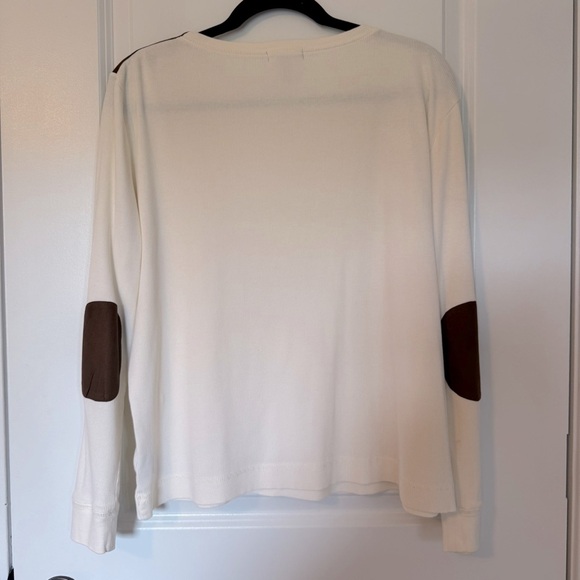 Ralph Lauren Jean Company Ivory Long Sleeve XL Top with Elbow Patches - Picture 2 of 6